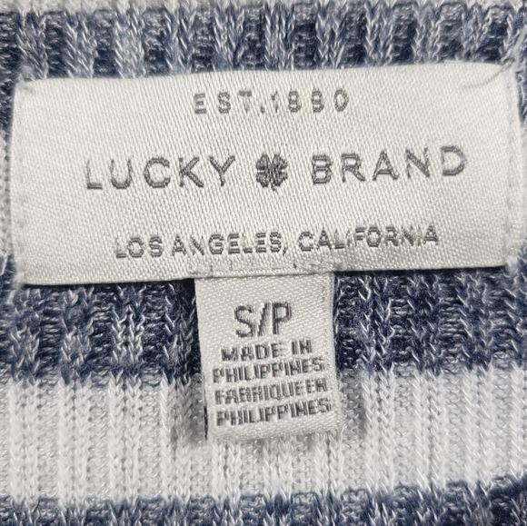 Lucky Brand Cloud Jersey Rib Stripe Mock Neck Shirt Size Small - Picture 3 of 12